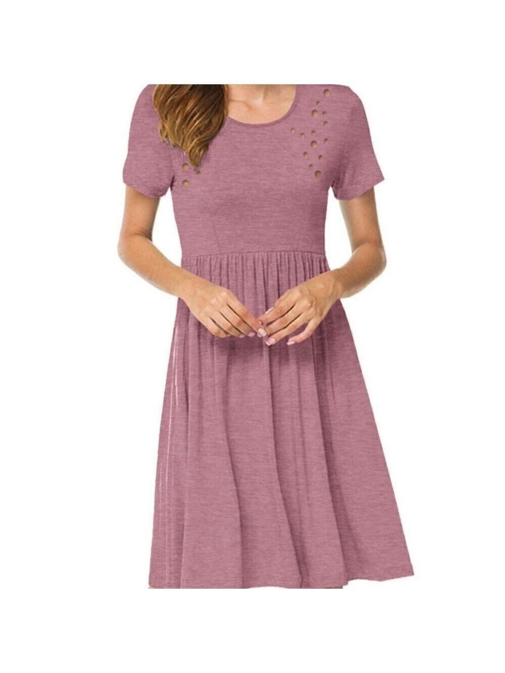 NWOT Hubery Crew Neck Short Sleeves Relaxed FitPleated Dress Size S